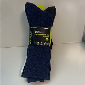 AND1 Men's Athletic Crew Socks - Navy, Black, White